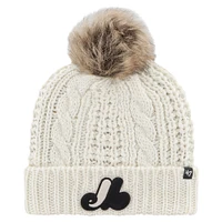 Women's '47 White Montreal Expos Cooperstown Collection Meeko Cuffed Knit Hat with Pom