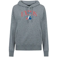 Women's Levelwear Gray Montreal Expos  Adorn Throwback Spellout Pullover Hoodie