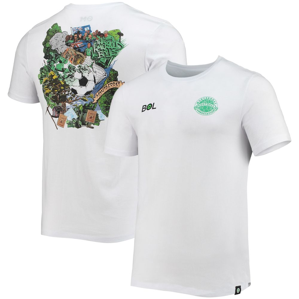 Men's White Montserrat National Team Volcano T-Shirt