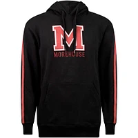 Men's Black Morehouse Maroon Tigers Striped Oversized Print Pullover Hoodie