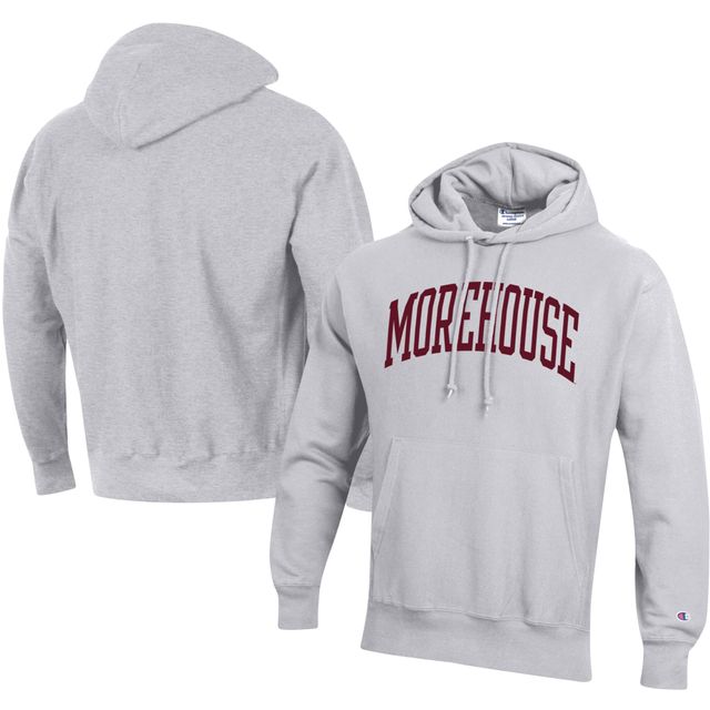 Chandail à capuchon pour hommes Champion Grey Morehouse Maroon Tigers Big & Tall Arch Reverse Weave