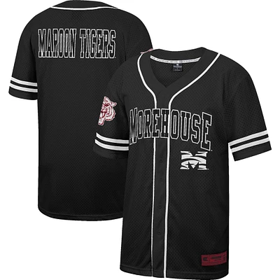 Maillot de baseball boutonné en maille Free Spirited Morehouse Maroon Tigers Colosseum noir pour hommes