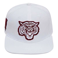 Men's Pro Standard White Morehouse Maroon Tigers Mascot Wool Snapback Hat