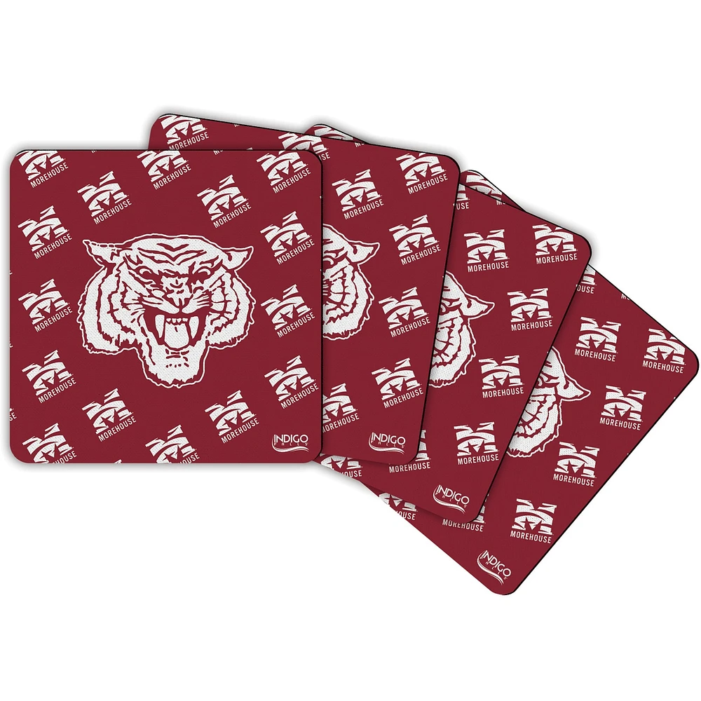 Morehouse Maroon Tigers Four-Pack Square Repeat Coaster Set