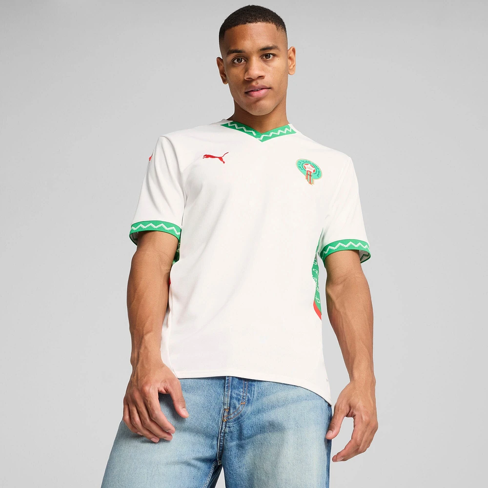 Maillot réplique extérieur Puma blanc de l'équipe nationale du Maroc 2025 pour homme