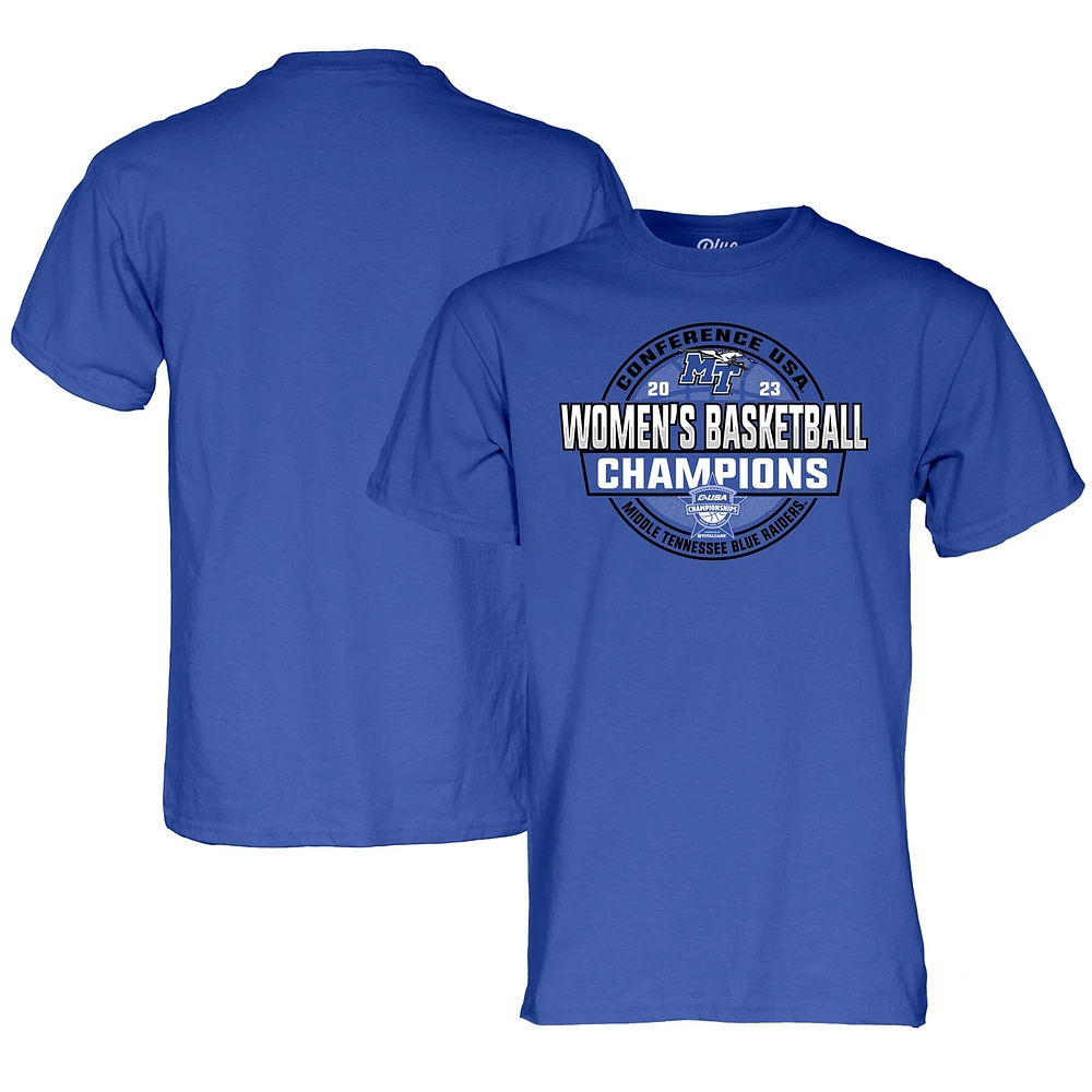 Blue 84 Royal MTSU Raiders 2023 C-USA Women's Basketball Conference Tournament Champions Locker Room T-shirt