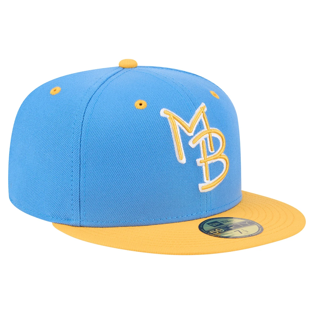 Men's New Era  Blue/Yellow Myrtle Beach Pelicans Authentic Collection 59FIFTY Fitted Hat