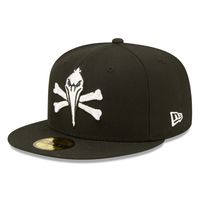 Men's New Era Black Myrtle Beach Pelicans Pirate Theme Night 59FIFTY Fitted Hat