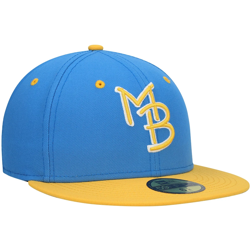 Men's New Era Light Blue Myrtle Beach Pelicans Authentic Collection Team Alternate 59FIFTY Fitted Hat