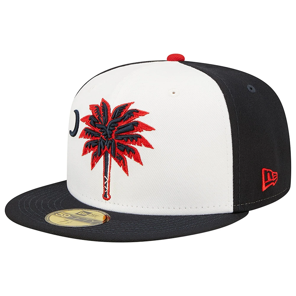 Men's New Era White/Black Myrtle Beach Pelicans Theme Night 59FIFTY Fitted Hat