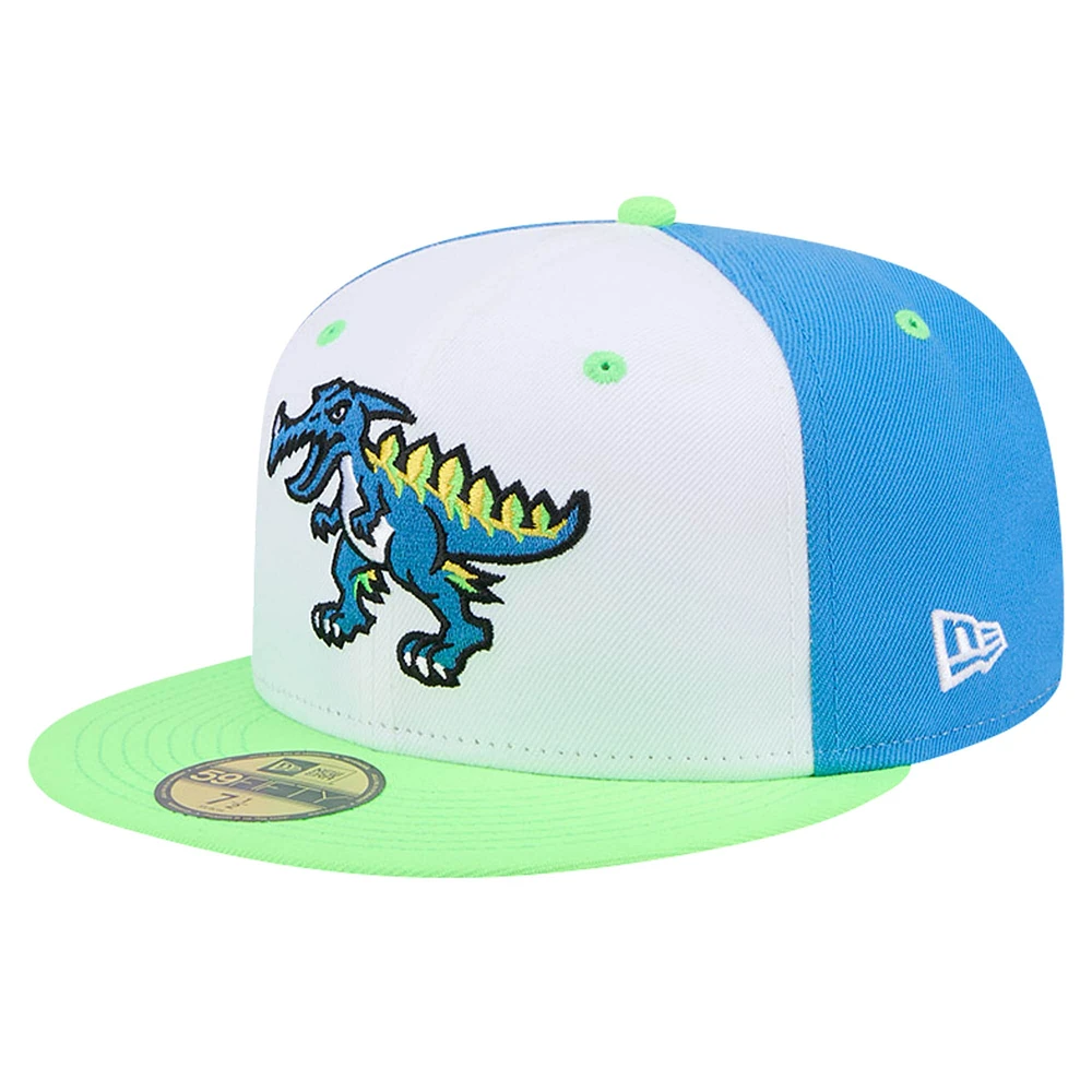 Men's New Era White Myrtle Beach Pelicans Theme Night Pelisaurus Rex 59FIFTY Fitted Hat