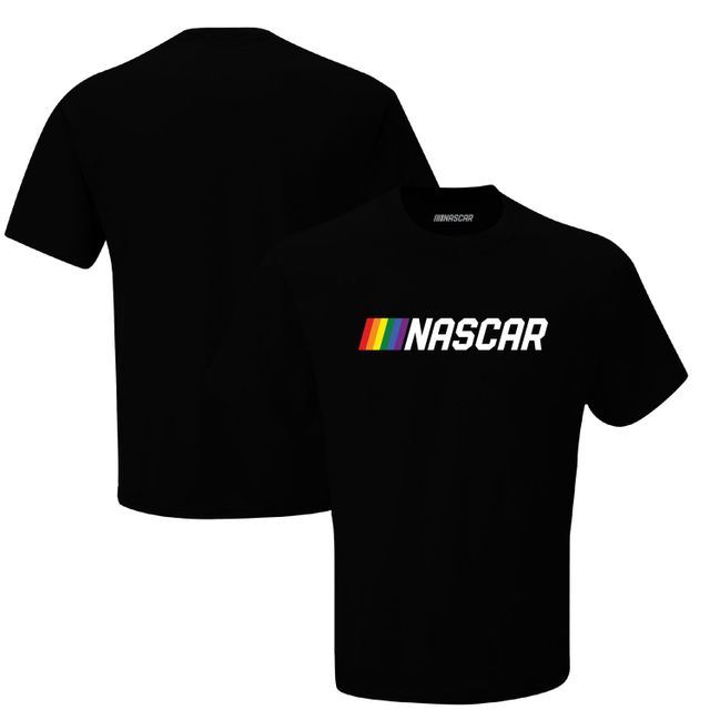 T-shirt noir à motif drapeau damier NASCAR Logo Pride pour homme