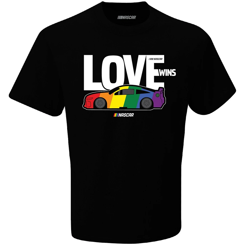 T-shirt à carreaux noir NASCAR Love Wins pour homme