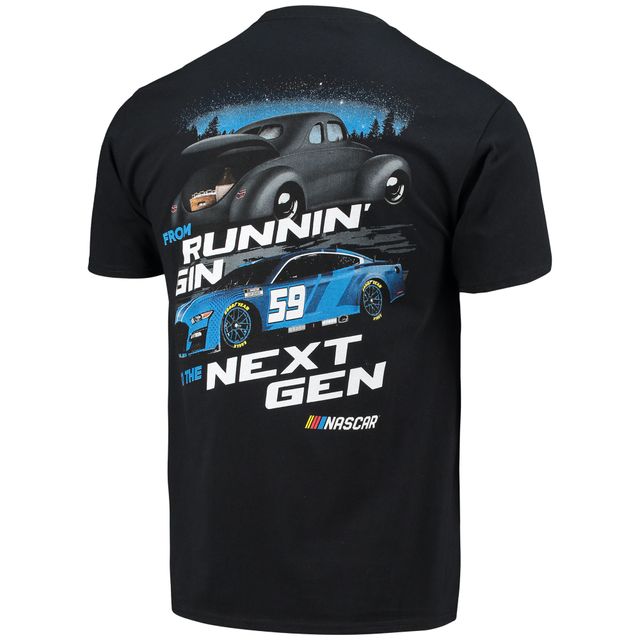 T-shirt noir à deux points NASCAR Next Gen avec drapeau damier pour homme