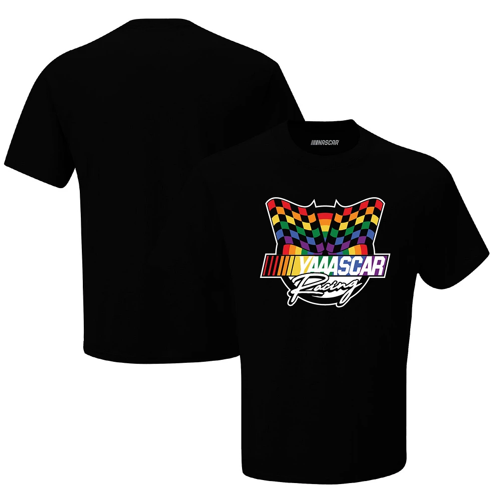 Men's Checkered Flag Black NASCAR YAAASCAR Pride T-Shirt