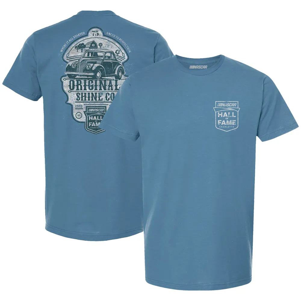 T-shirt rétro pour homme drapeau à damier bleu clair 2023 NASCAR Hall of Fame Shine