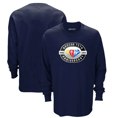 NASCAR Checkered Flag 75th Anniversary Logo Long Sleeve T-Shirt - Navy