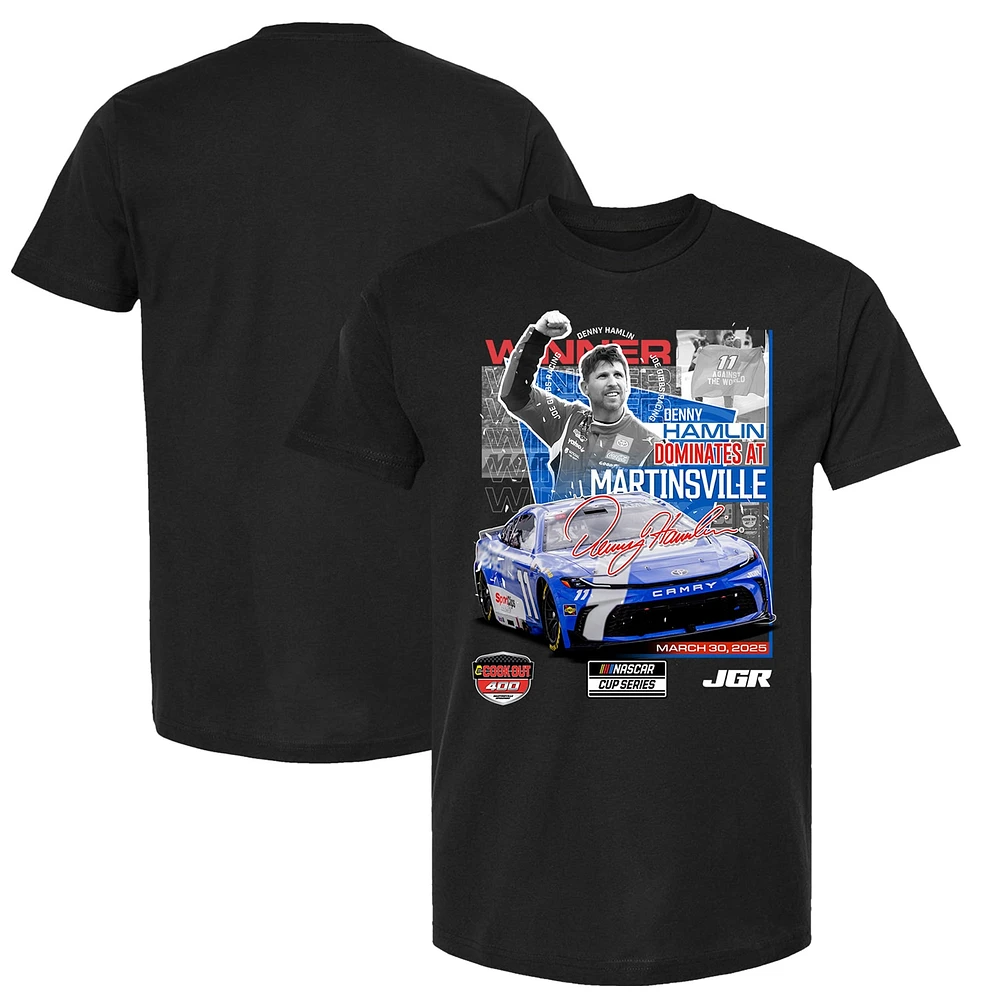 Men's Checkered Flag Sports Black Denny Hamlin 2025 Cookout 400 Race Winner T-Shirt