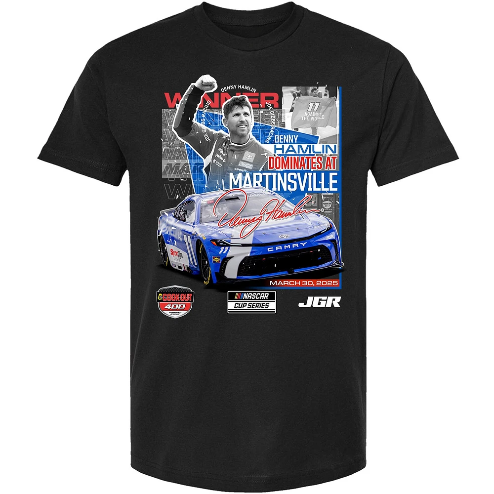 Men's Checkered Flag Sports Black Denny Hamlin 2025 Cookout 400 Race Winner T-Shirt