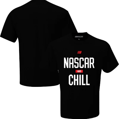 T-shirt noir NASCAR et Chill pour hommes, drapeau à damier