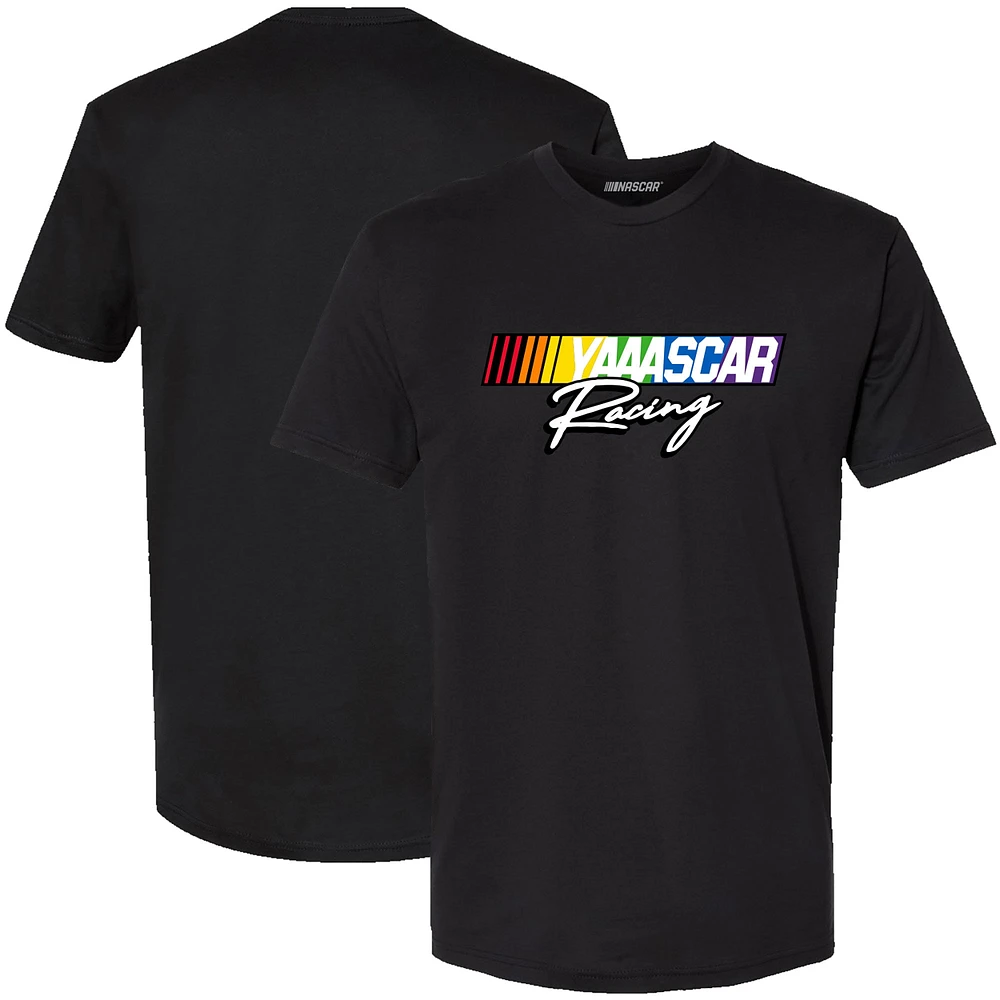 T-shirt de course NASCAR noir pour homme avec drapeau à damier