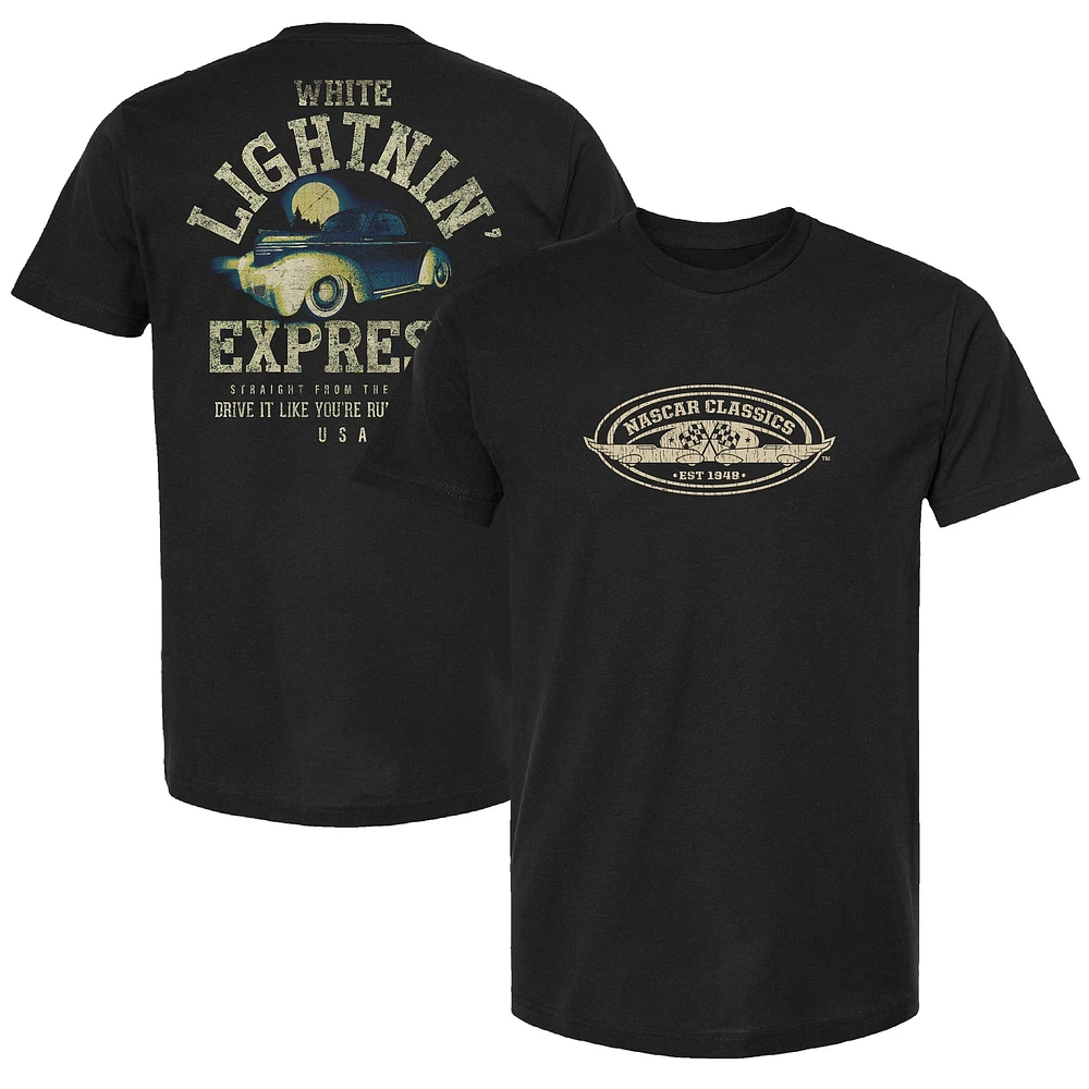 Men's Checkered Flag Sports Black NASCAR White Lightnin' Express T-Shirt