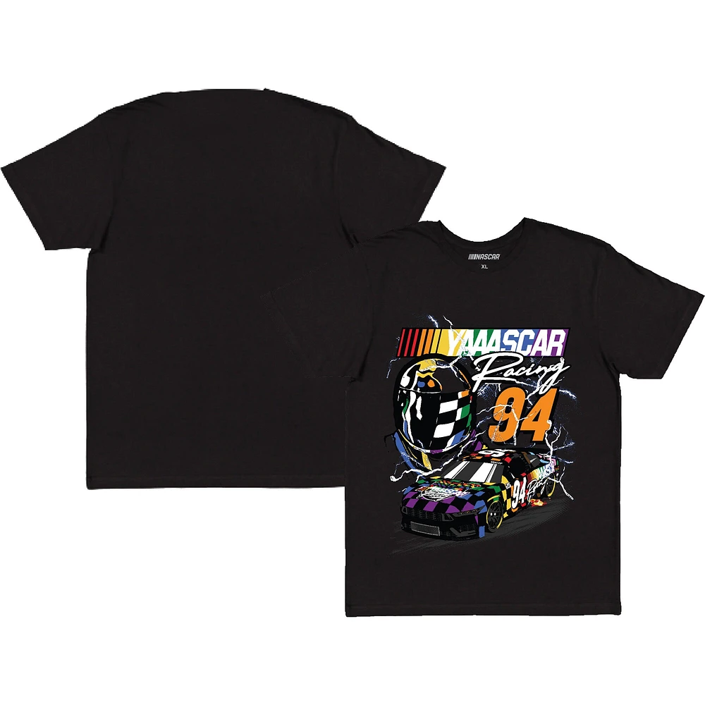 T-shirt noir NASCAR YAAASCAR Pride pour hommes, drapeau à damier