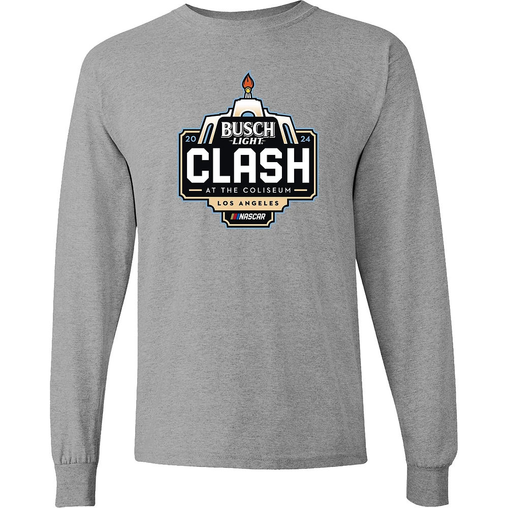 Men's Checkered Flag Sports  Gray 2024 Clash at the Coliseum Long Sleeve T-Shirt