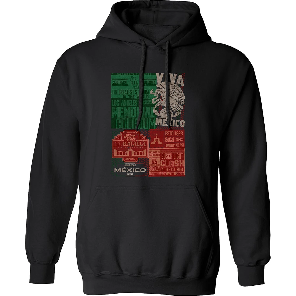 Men's Checkered Flag Sports  Heather Charcoal 2024 Clash at the Coliseum Mexico Series Pullover Hoodie