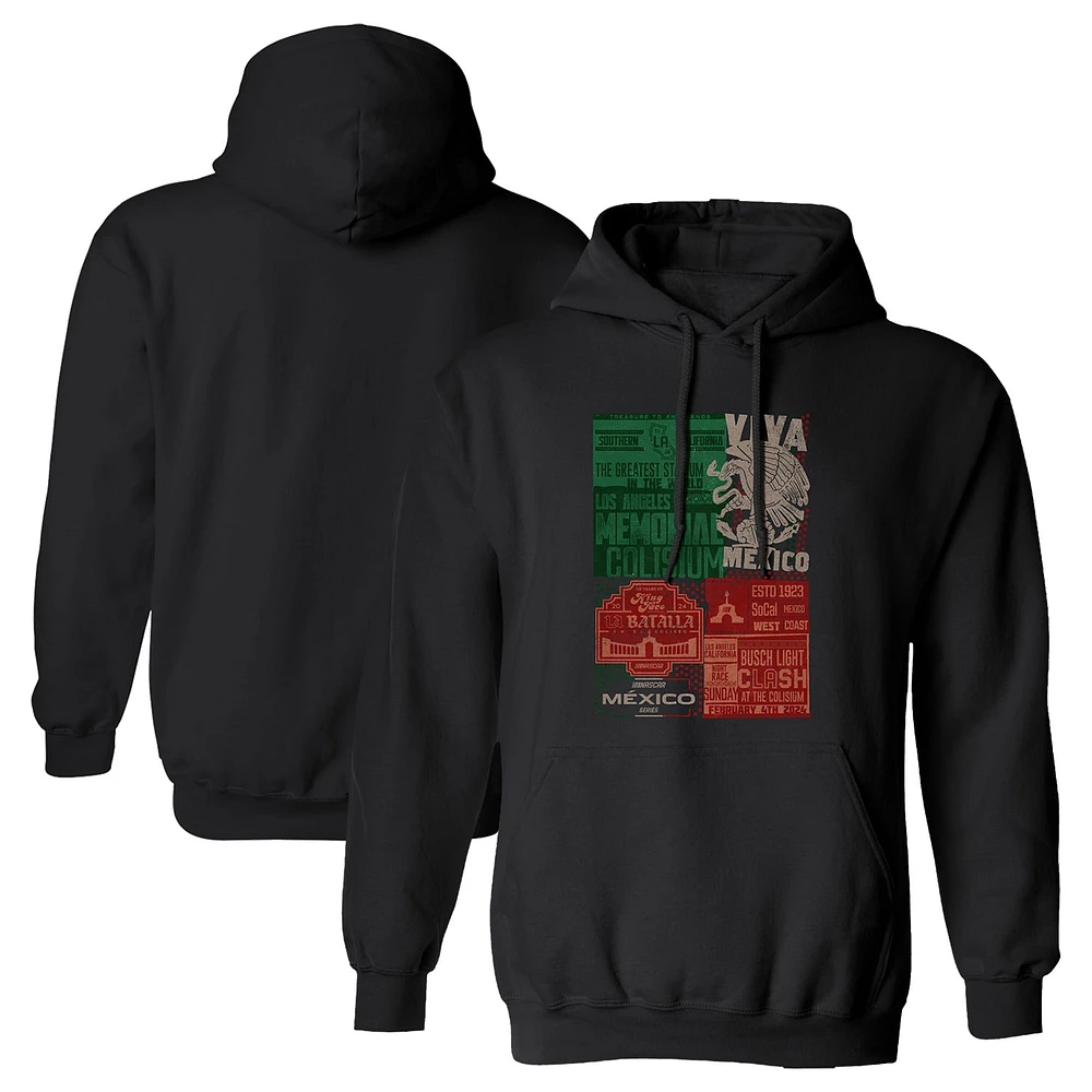 Men's Checkered Flag Sports  Heather Charcoal 2024 Clash at the Coliseum Mexico Series Pullover Hoodie