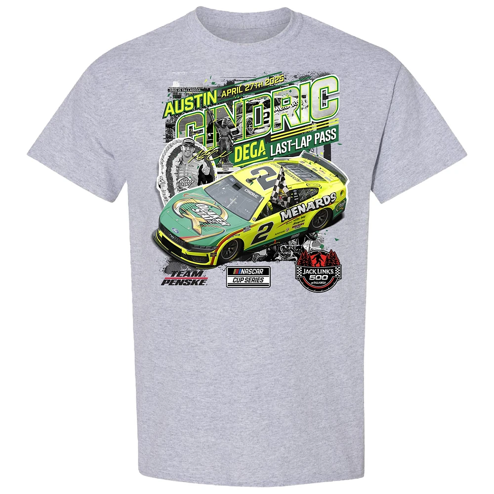 Men's Checkered Flag Sports Heather Gray Austin Cindric Jack Link's 500 Race Winner T-Shirt