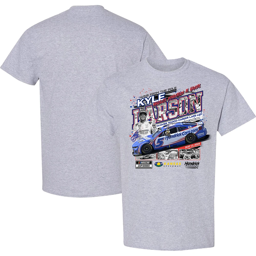 Men's Checkered Flag Sports Heather Gray Kyle Larson 2025 AdventHealth 400 Race Winner T-Shirt
