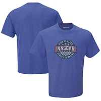 T-shirt de style vie NASCAR à damier pour homme, motif sport, chiné, royal