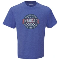 T-shirt de style vie NASCAR à damier pour homme, motif sport, chiné, royal