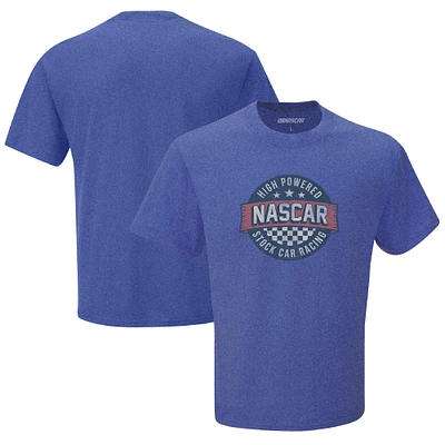 T-shirt de style vie NASCAR à damier pour homme, motif sport, chiné, royal