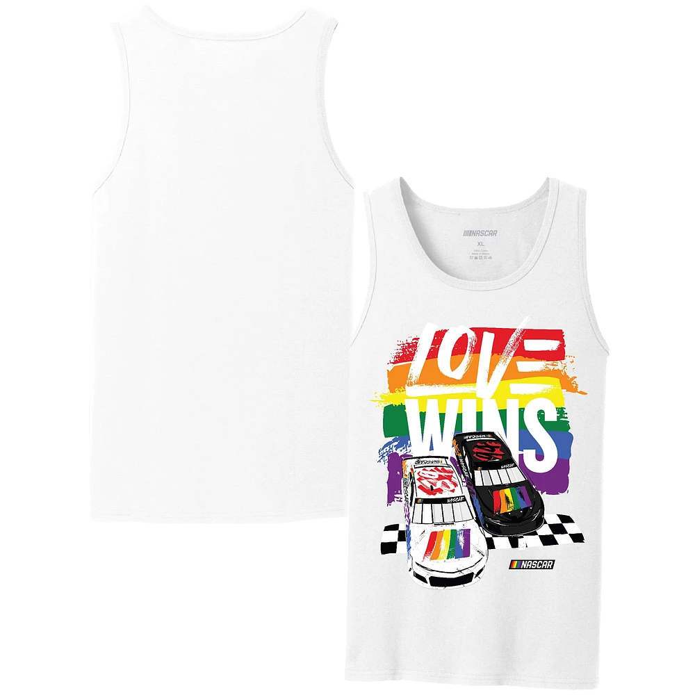 Débardeur à damier pour hommes Sports White NASCAR Love Wins Pride