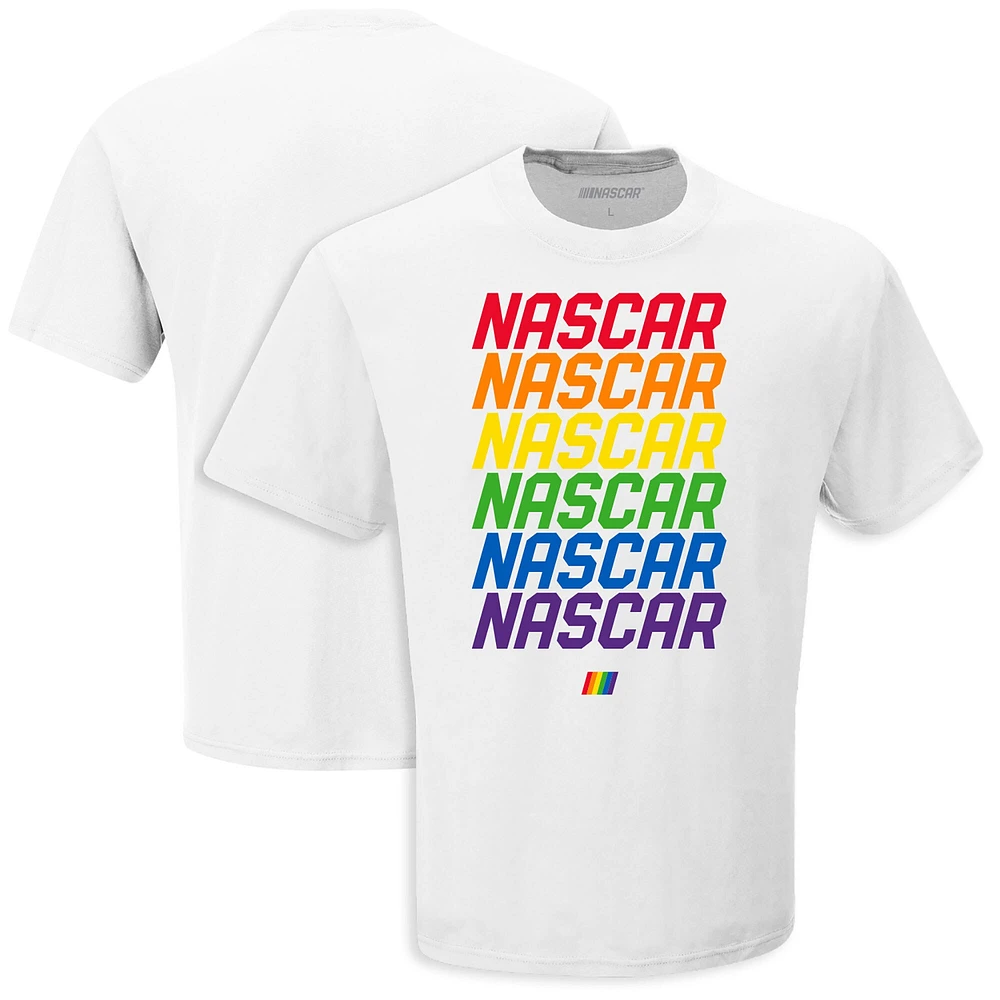 T-shirt de répétition NASCAR blanc pour homme avec drapeau à damier