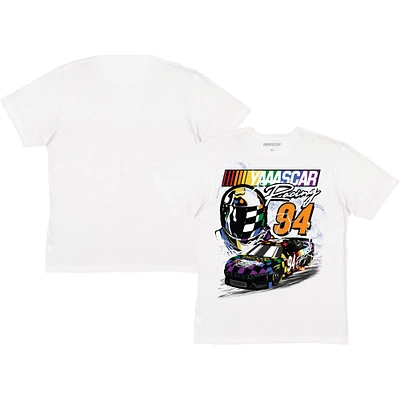 T-shirt blanc NASCAR YAAASCAR Pride pour hommes, drapeau à damier