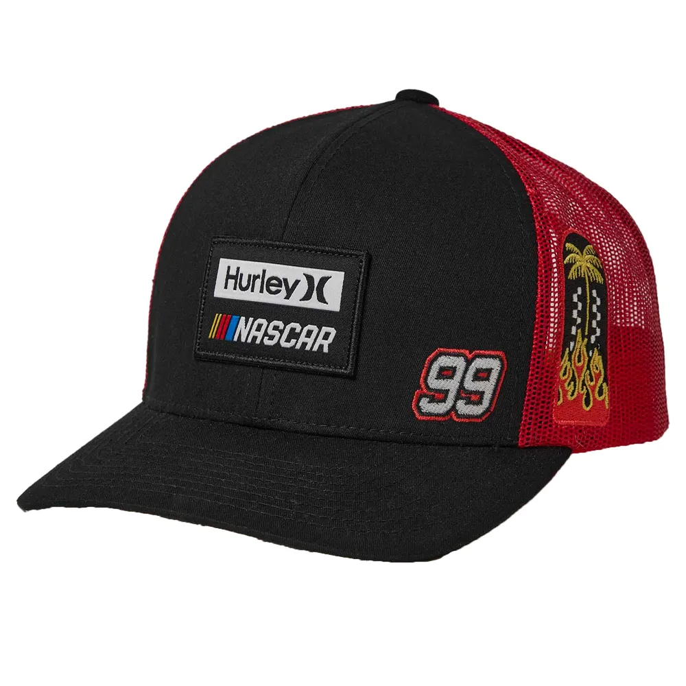 Casquette Hurley NASCAR Trucker Snapback pour homme, noir/rouge