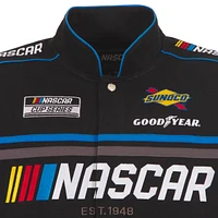 Veste d'uniforme NASCAR noire JH Design pour homme en sergé à boutons-pression