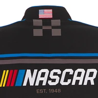 Veste d'uniforme NASCAR noire JH Design pour homme en sergé à boutons-pression