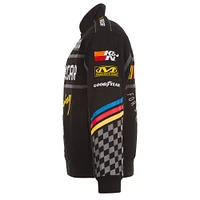 Veste noire à bouton-pression pour uniforme de pilote en sergé NASCAR JH Design hommes