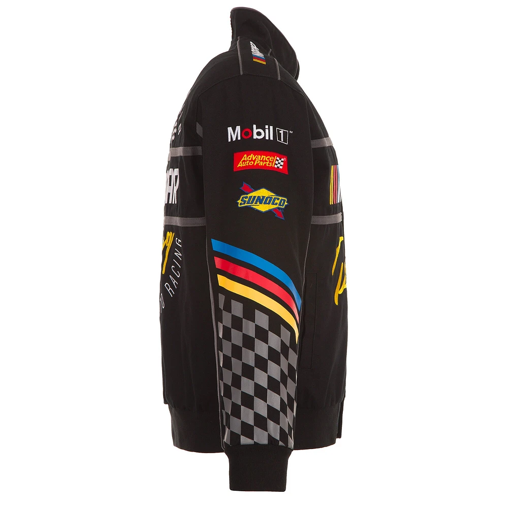 Veste noire à bouton-pression pour uniforme de pilote en sergé NASCAR JH Design hommes