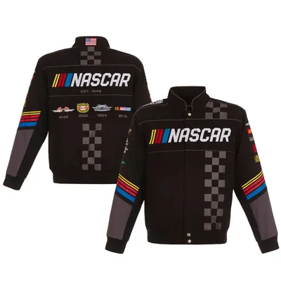 NASCAR JH Design Twill Logo Uniform Full-Snap Jacket - Black