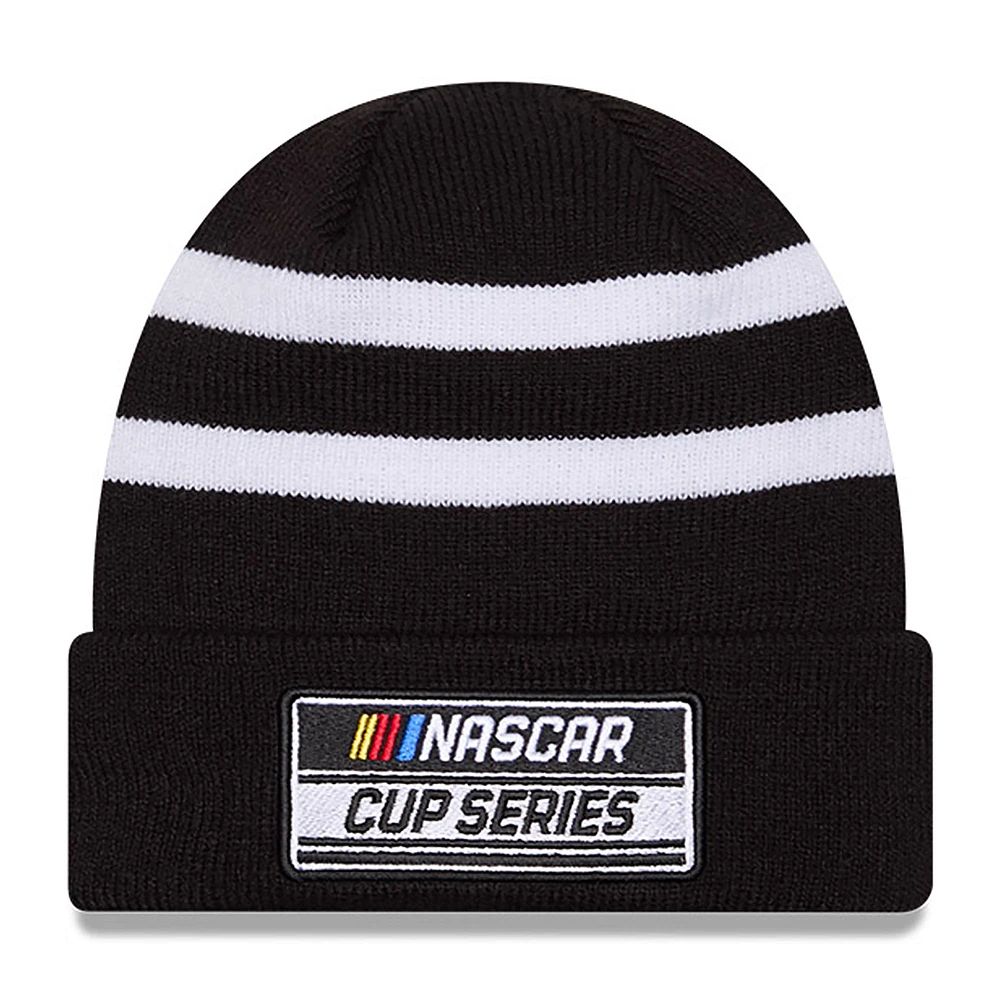 Men's New Era  Black/White NASCAR Cup Series Cuffed Knit Hat