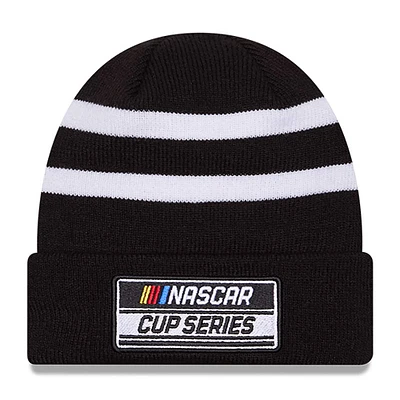 Men's New Era  Black/White NASCAR Cup Series Cuffed Knit Hat