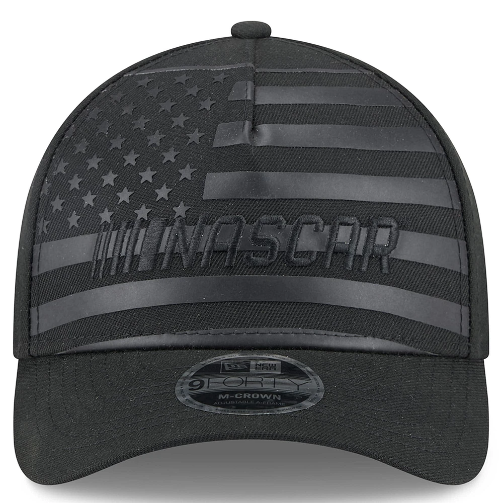 Casquette ajustable noire NASCAR American Flag 9FORTY M-Crown A-Frame pour homme de New Era