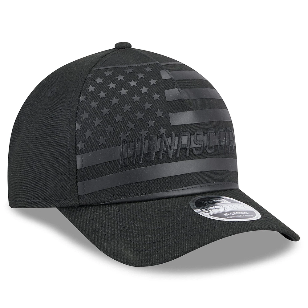 Men's New Era Black NASCAR American Flag 9FORTY M-Crown A-Frame Adjustable Hat