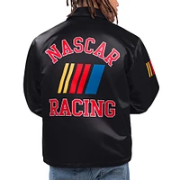 Men's Starter Black NASCAR Option Route Full-Snap Coaches Jacket