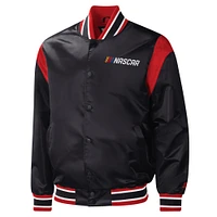 Men's Starter Black NASCAR Force Play Full-Snap Varsity Jacket